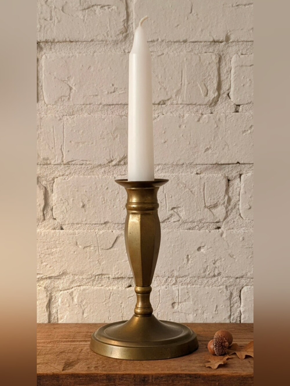 Vintage Brass Faceted Taper Candlestick Holder 5.5”